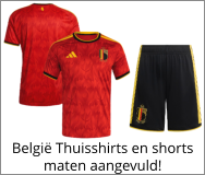 België Thuisshirts en shorts maten aangevuld!